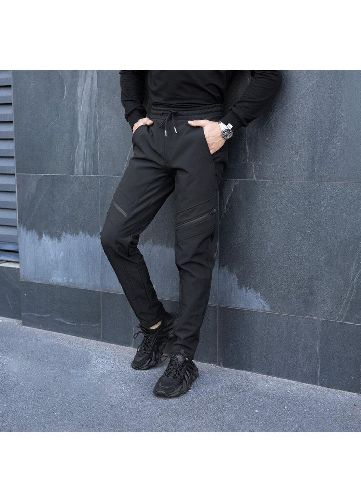 Армейские зимние штаны на флисе Карго черные No Brand (356509123)