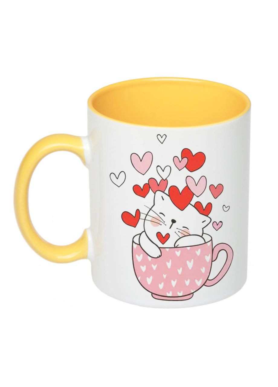 Чашка з принтом "Love you" 330 мл (колір жовтий) (17499) No Brand (312487724)