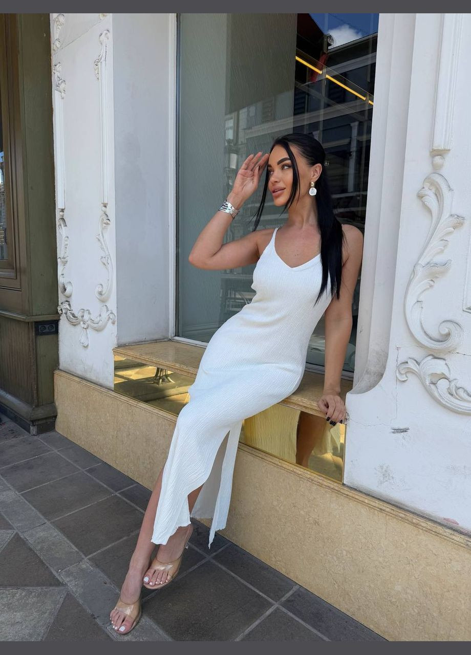 Молочна пляжна, святковий, кежуал, вечірня жіночна ніжна сукня максі Vakko однотонна