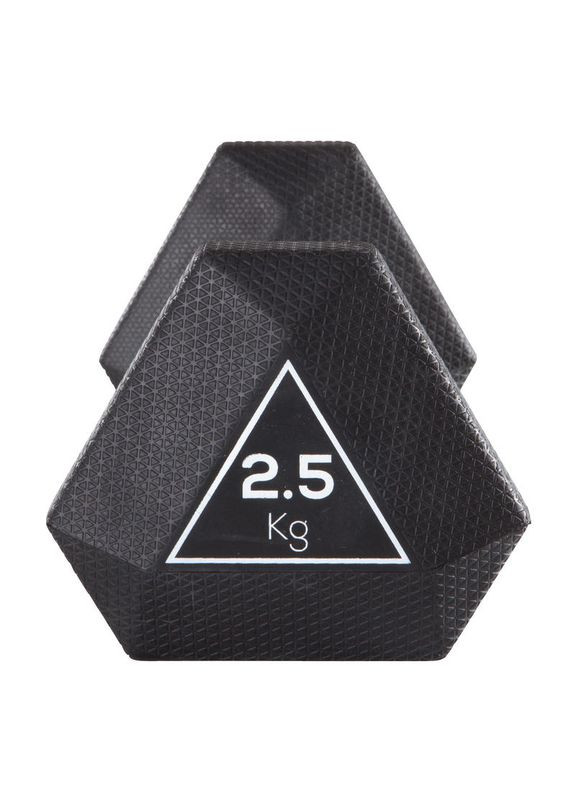 Шестигранна Гантель 2,5 кг (Д 19 В10 Довжина ручки 3,4 см) для Силових Тренувань Гумова Обтяжка Domyos (342966535)