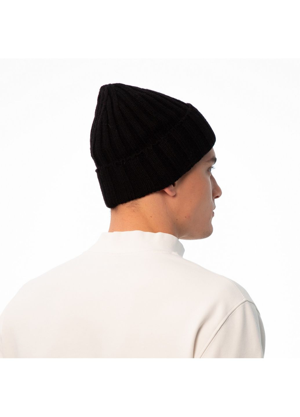 Шапка біні чоловіча вовна з акрилом чорна CLARK 255-517 LuckyLOOK 255-517M (322791736)