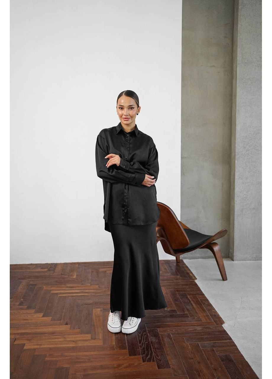 Черная классическая рубашка MonCher с длинным рукавом