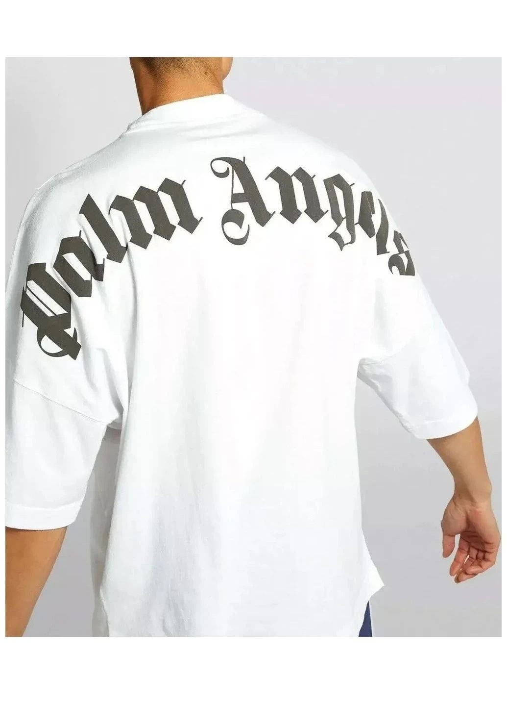 Біла футболка чоловіча з коротким рукавом Palm Angels Logo Print T-Shirt Oversise