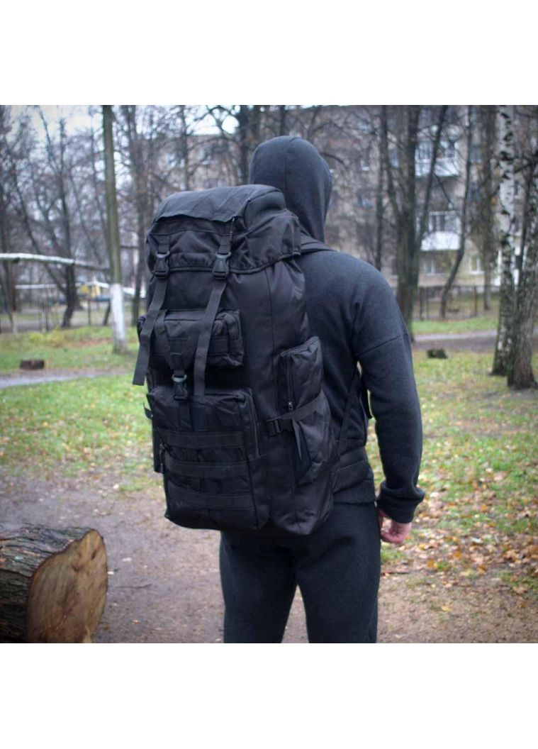 Тактичний рюкзак Tactical армійський рюкзак Top якість туристичний 70 літрів з системою M.O.L.L.E Black L&L (363132520)