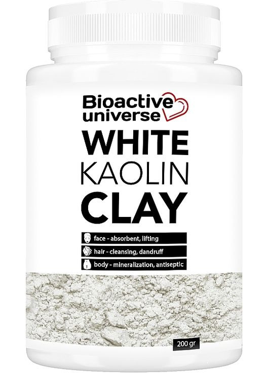 Белая глина, каолин White Kaolin Clay 200g (1318589-31098725) Bioactive Universe (368616462)