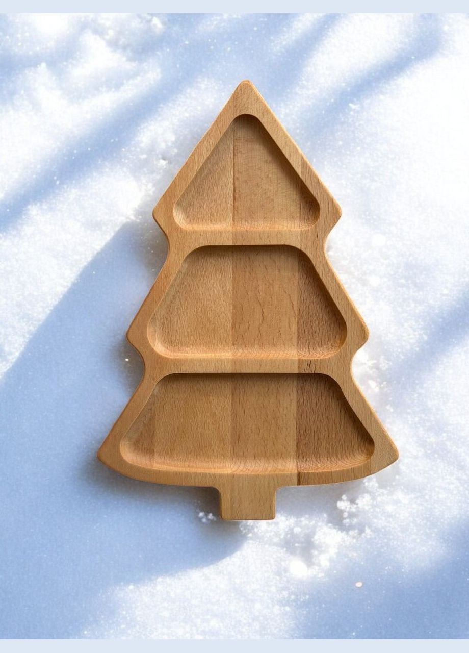 Деревянная Буковая монашественница в форме Елки 29x22 см. Менажница Елка Бук No Brand (330774563)