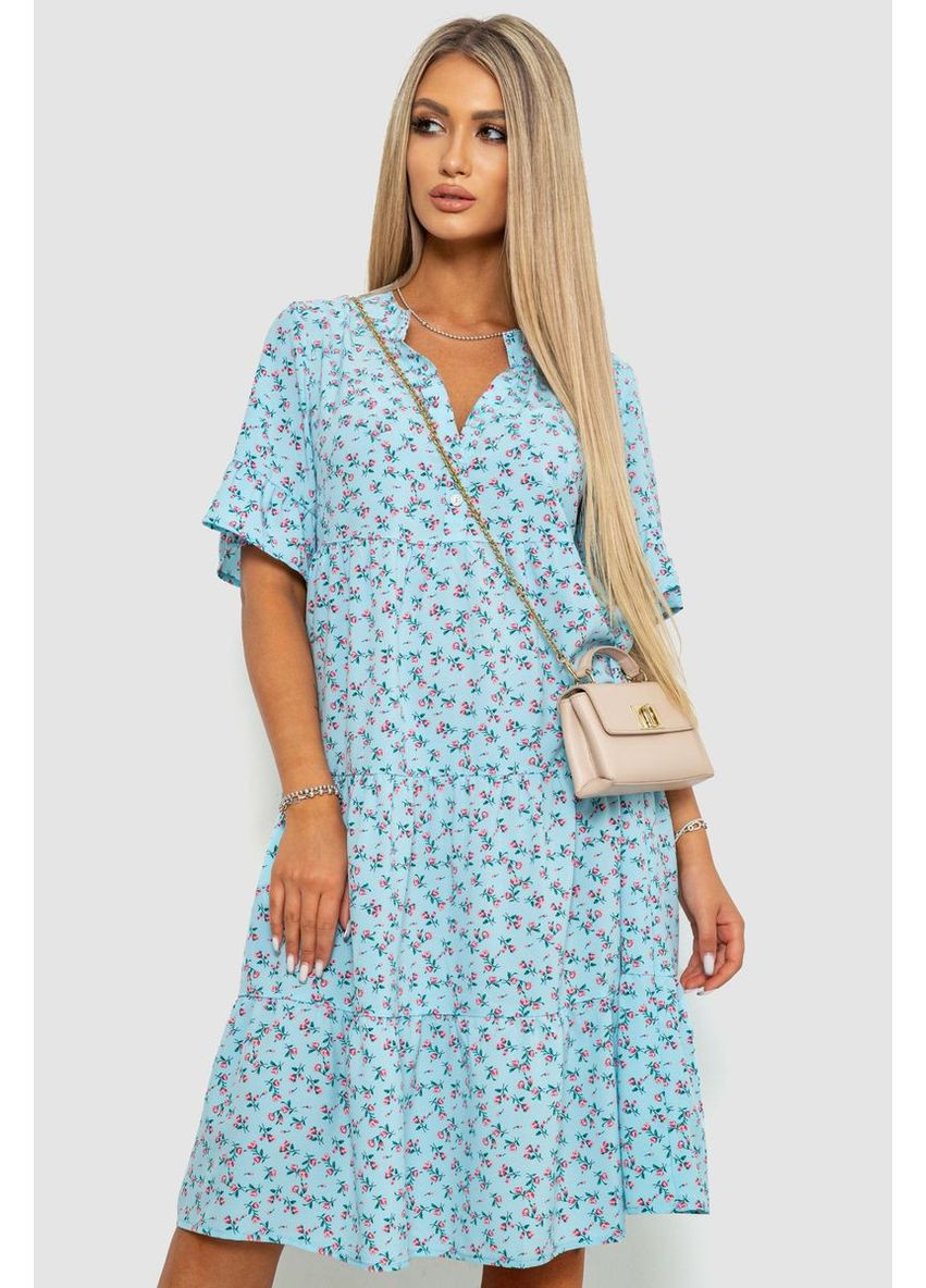 Голубое платье с цветочным принтом,, 102r5251-1 Ager