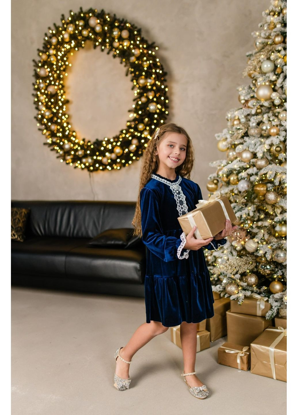 Синіти святкова сукня для дівчинки «джулія» з довгим рукавом denchik (dn-7287) Деньчик (369305341)