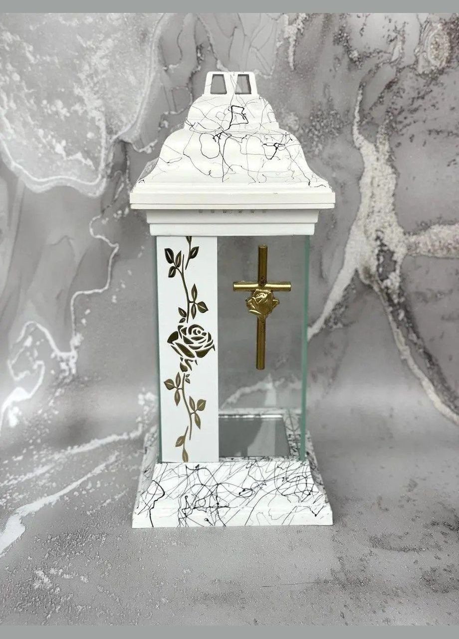 Лампадка каплиця вітраж з алікацією (біла) Amikus (308359907)