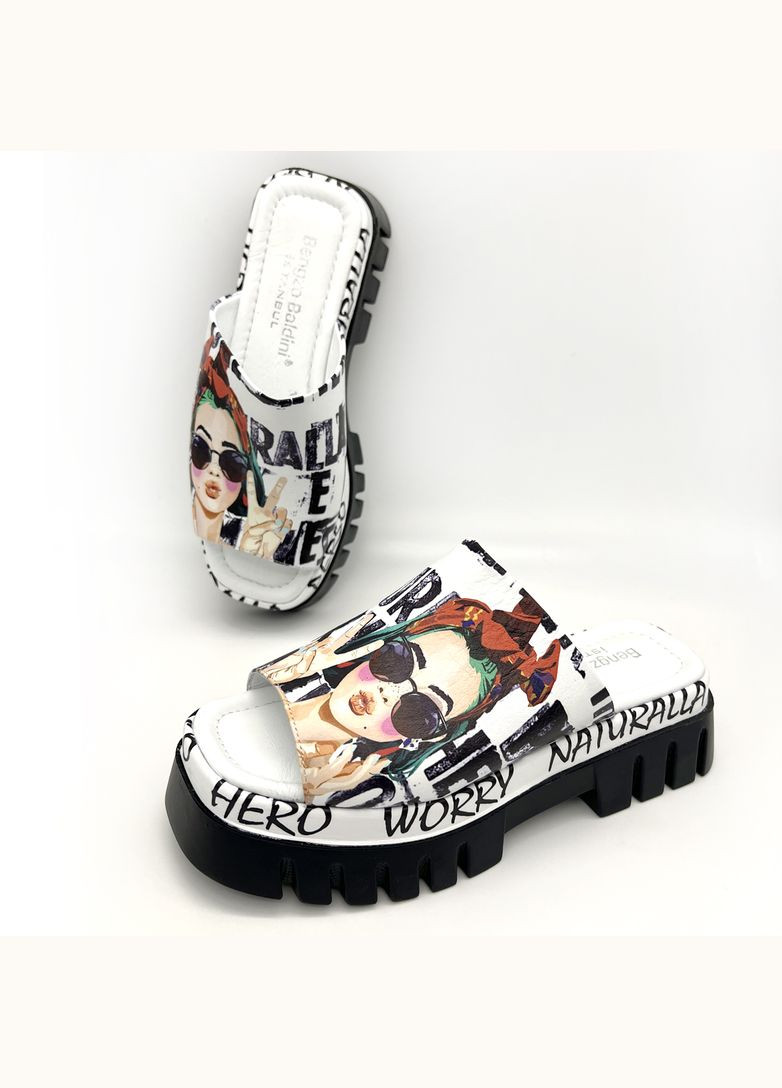 Шльопанці жіночі шкіряні білі на платформі. Bengzo Baldini (333193722)