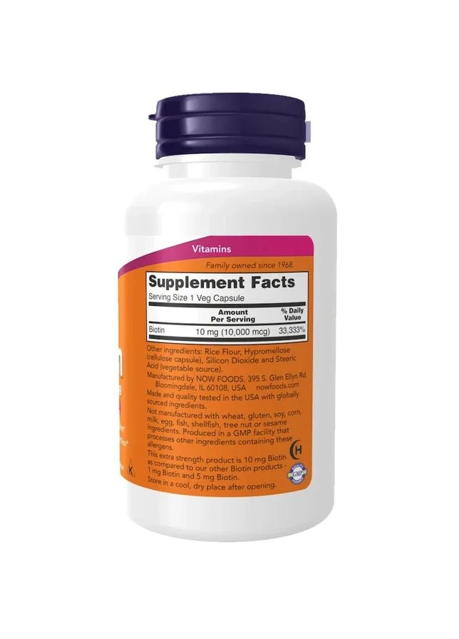 Біотин Biotin 10.000 mcg extra strength 10 000 мкг 120 капсул Now Foods (361116915)