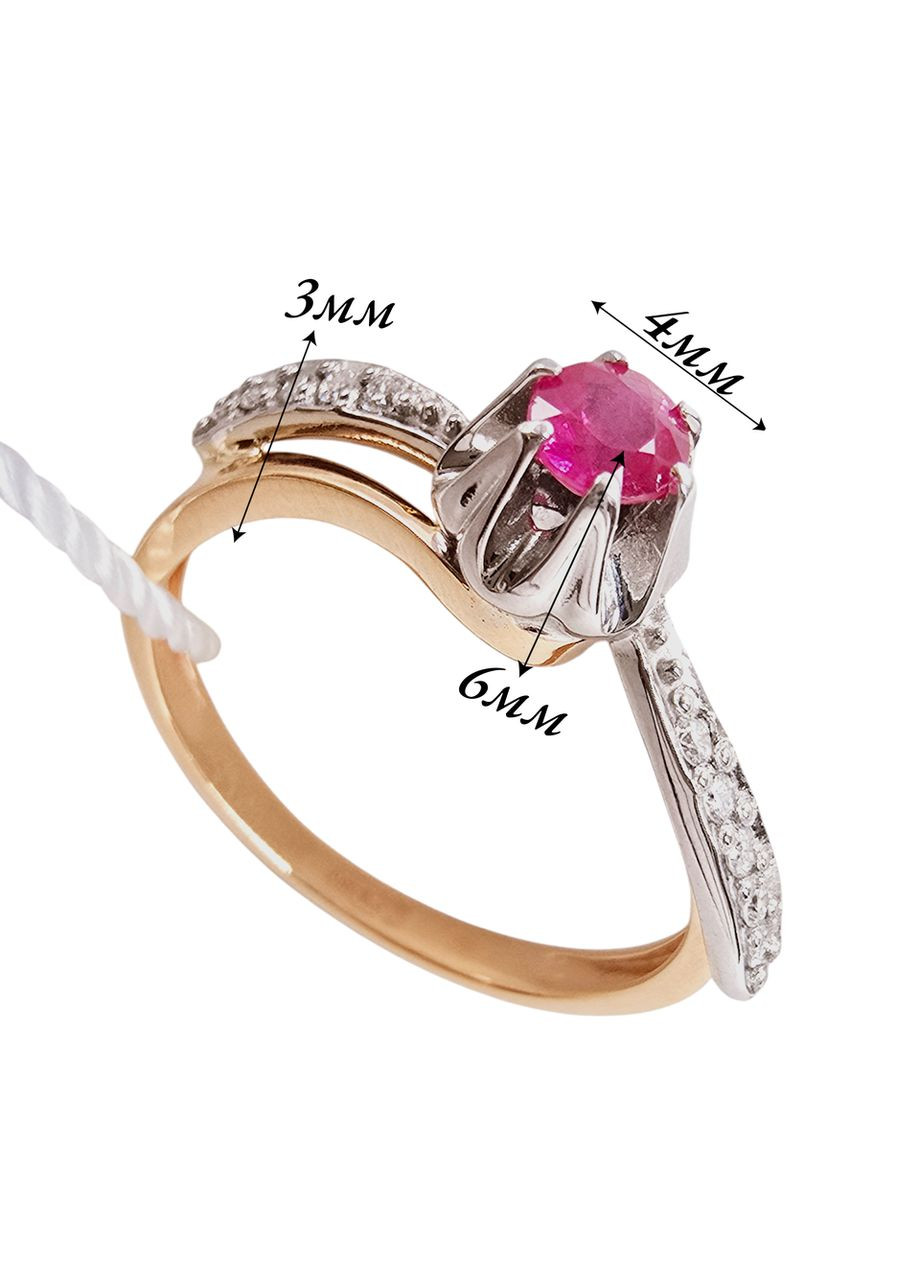 Золота каблучка з рубіном і діамантами (17р) 1421370б-7к Тріумф (369728221)