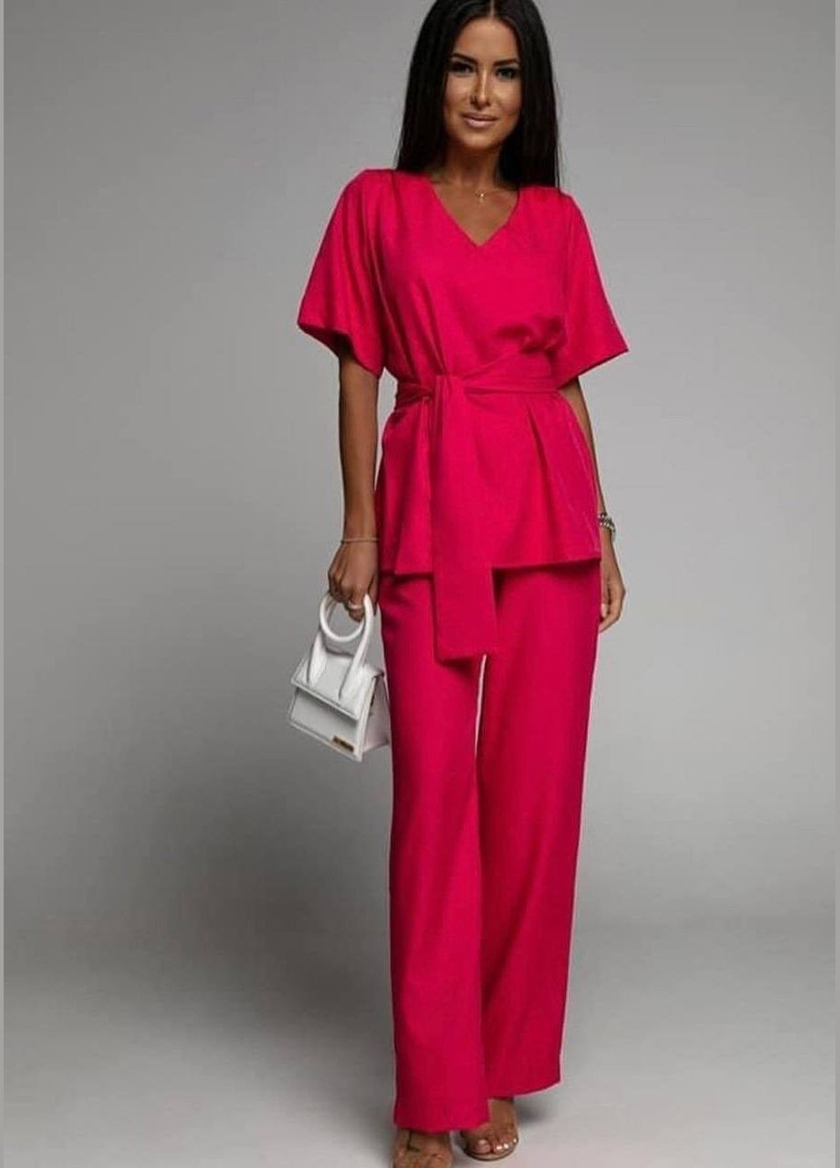 Жіночий костюм-двійка колір малина р.50/52 453568 New Trend (286330213)