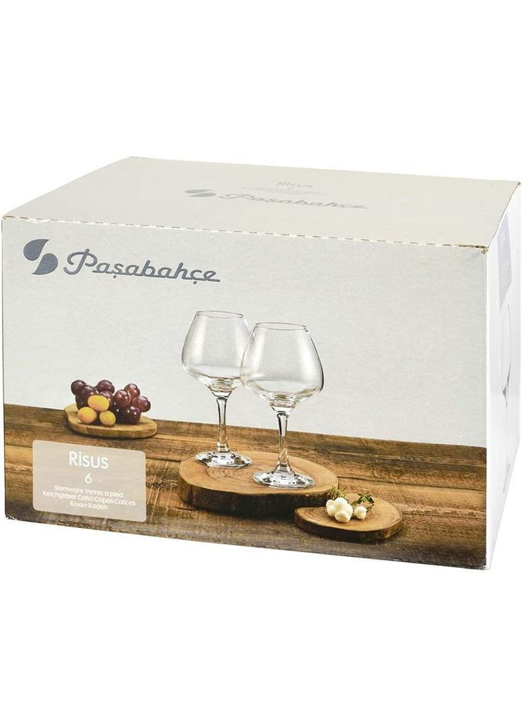Набір 6 фужерів Risus 390мл, скляні келихи для вина Pasabahce (329898779)