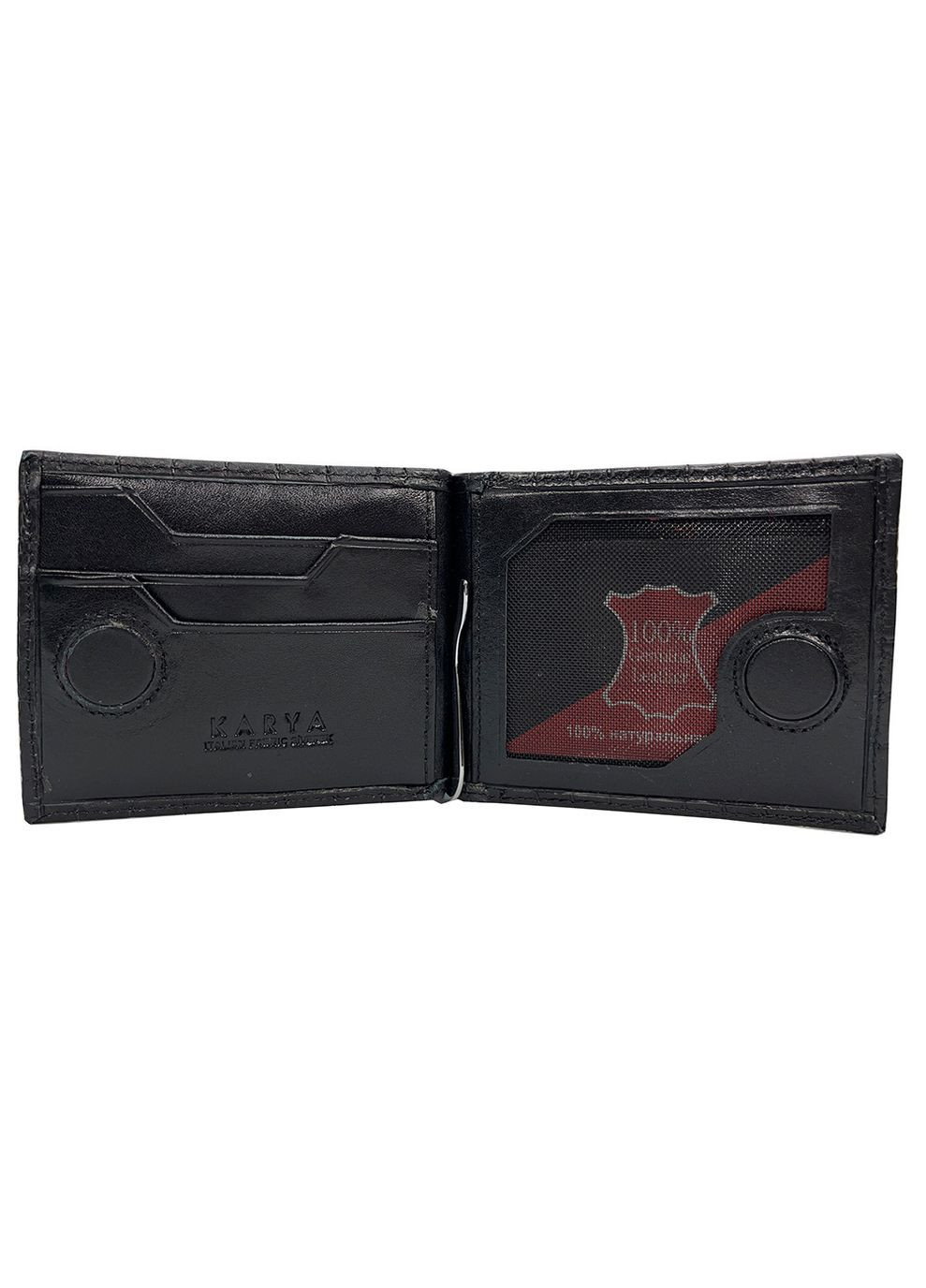Зажим для купюр з натуральної шкіри чорний стьоганий Karya (336377968)