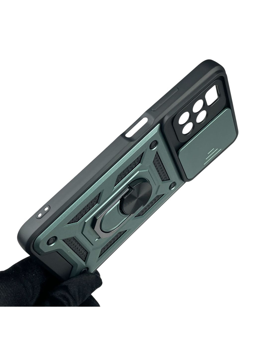 Чохол для Redmi 10 броньований з кільцем-тримачем підставкою зі шторкою на сяомі редмі 10 зелений rg1 Xiaomi (366387573)