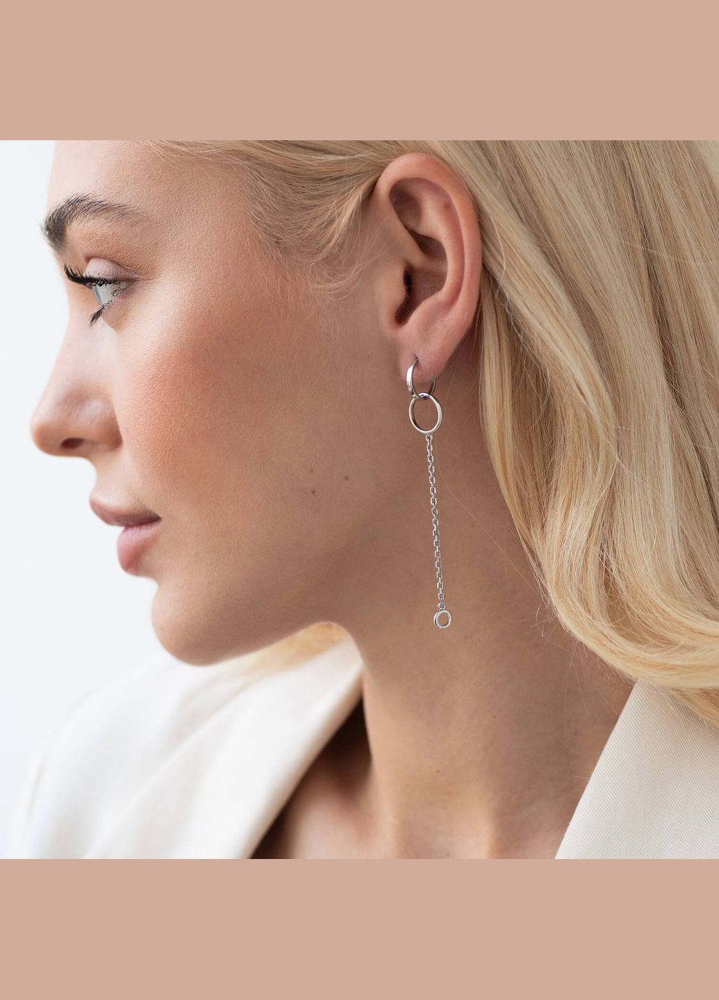 Срібні сережки Кругообіг з ланцюжками 4884 Oniks (264025412)