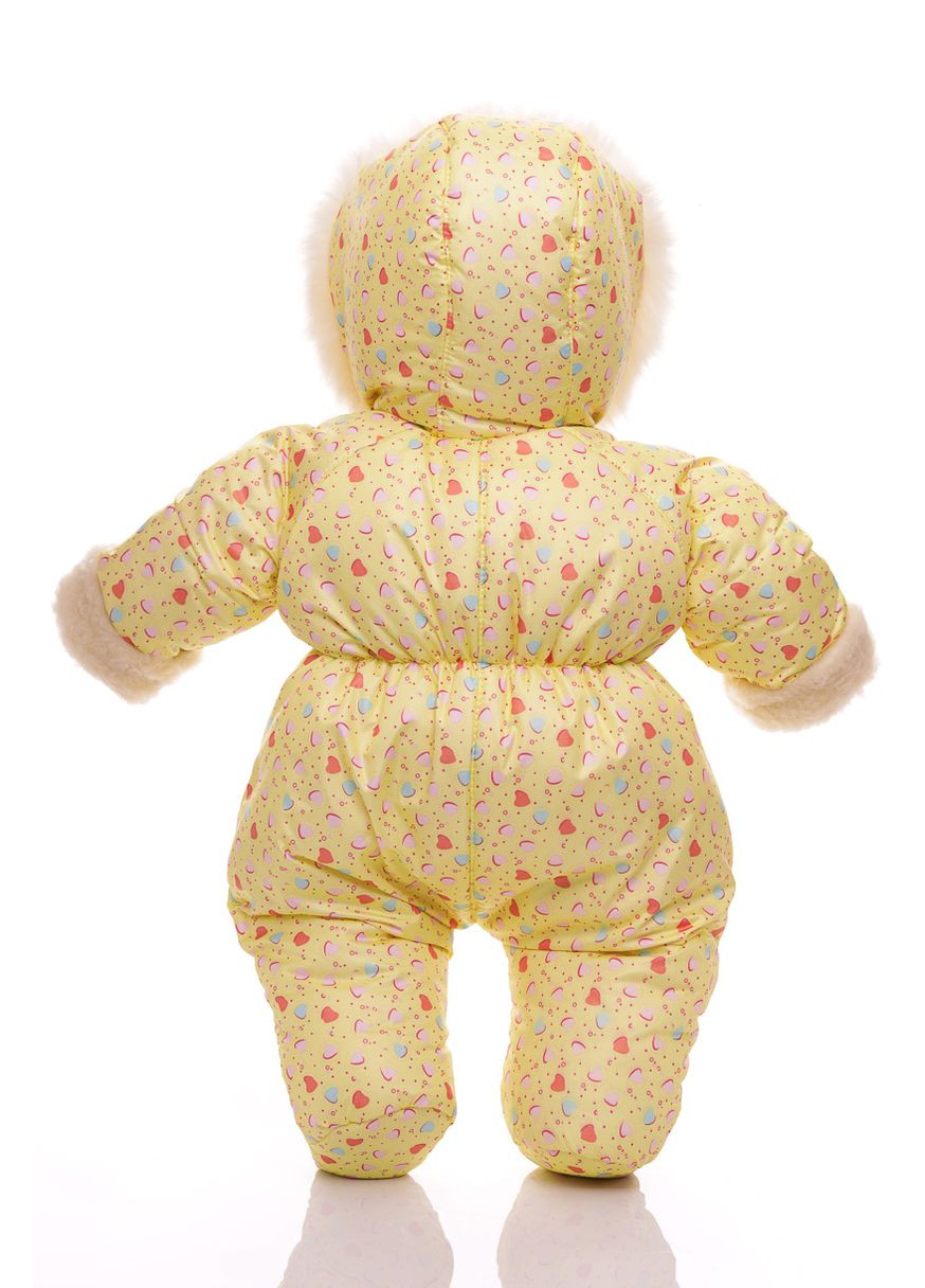 Чоловічок на хутрі для дівчинки з принтом Сердечок жовтий 74 см (50749) BABYKROHA (297197825)