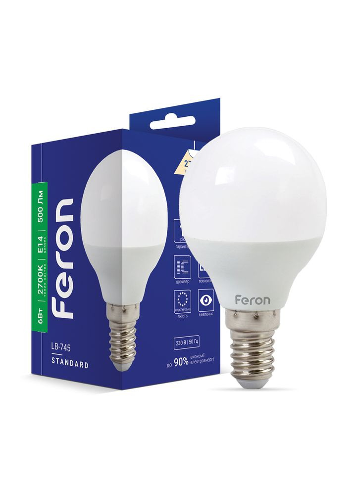 Светодиодная лампа LB-745 6Вт E14 2700K (25671) Feron (370245612)