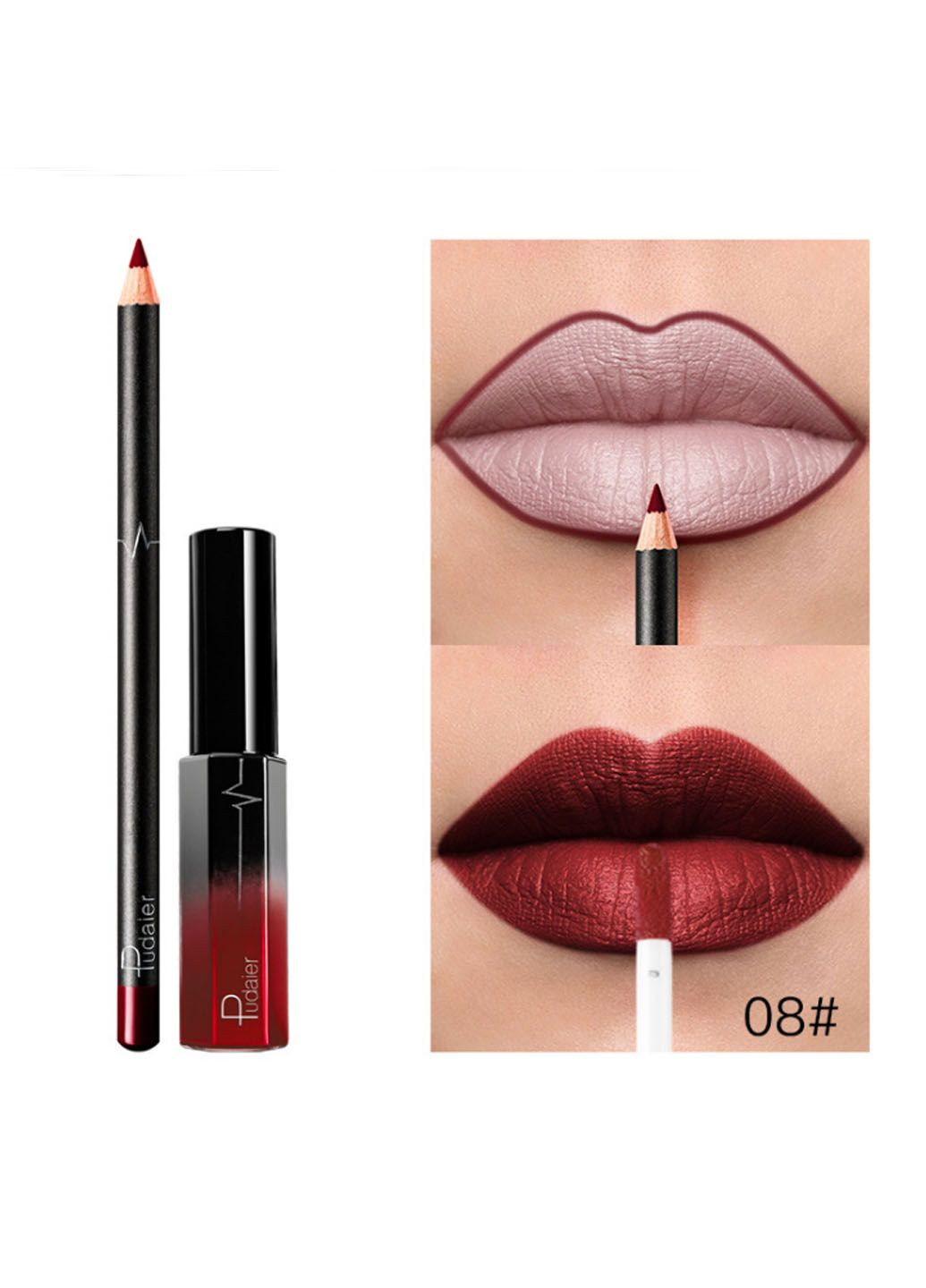 Набор помада жидкая матовая + карандаш тон 8 ( ) Pudaier (330133681)