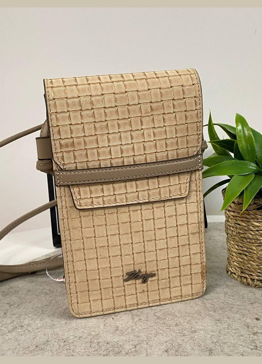 Сумка жіноча для телефону на плече натуральна шкіра бежеваТуреччина Karya (341323000)