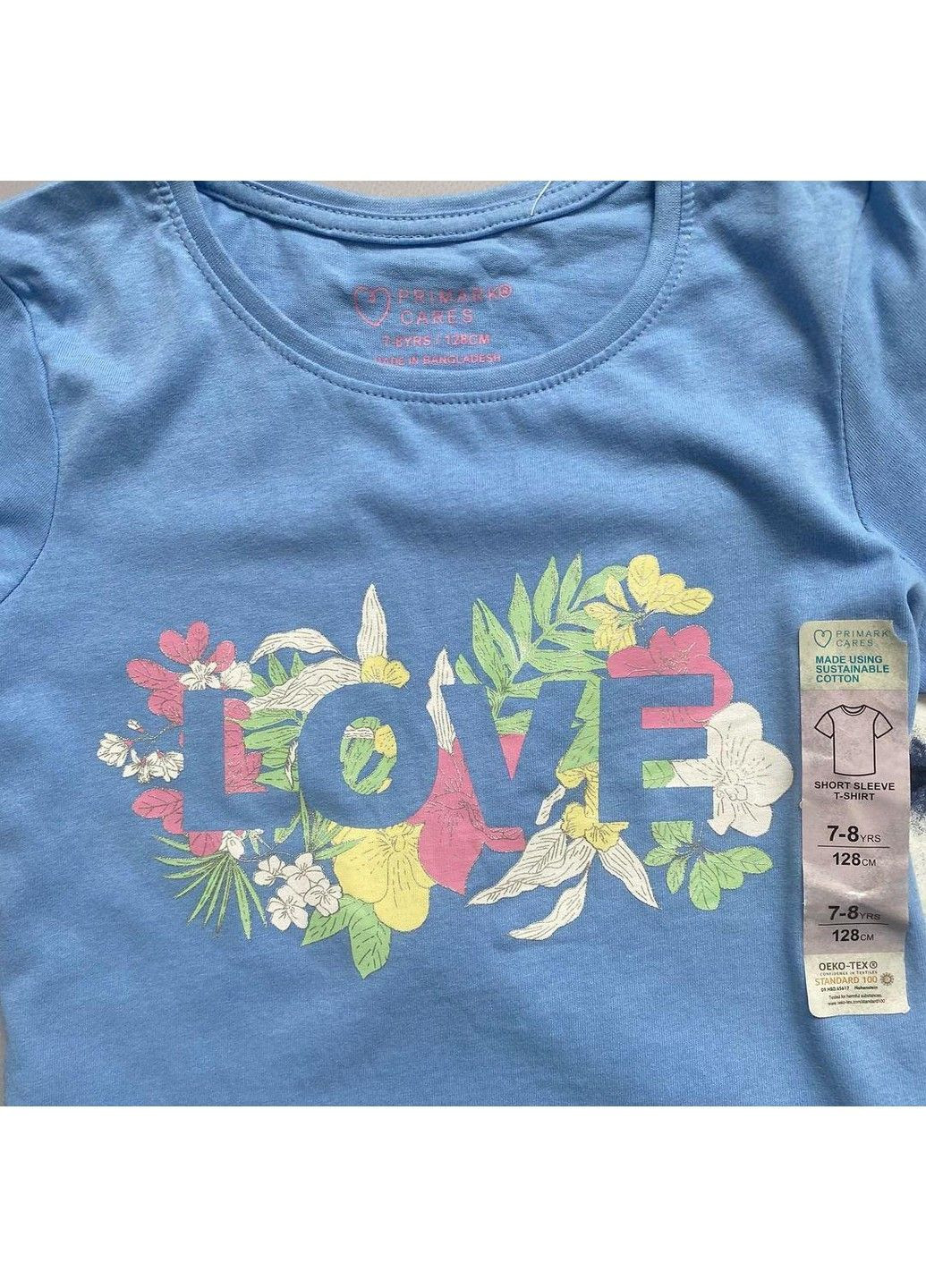 Синяя футболка набор 2 шт детская на девочку,, синяя, белая Primark