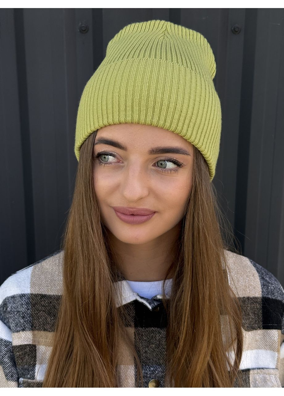 Шапка женская демисезонная базовая в рубчик белая FERO (367581609)