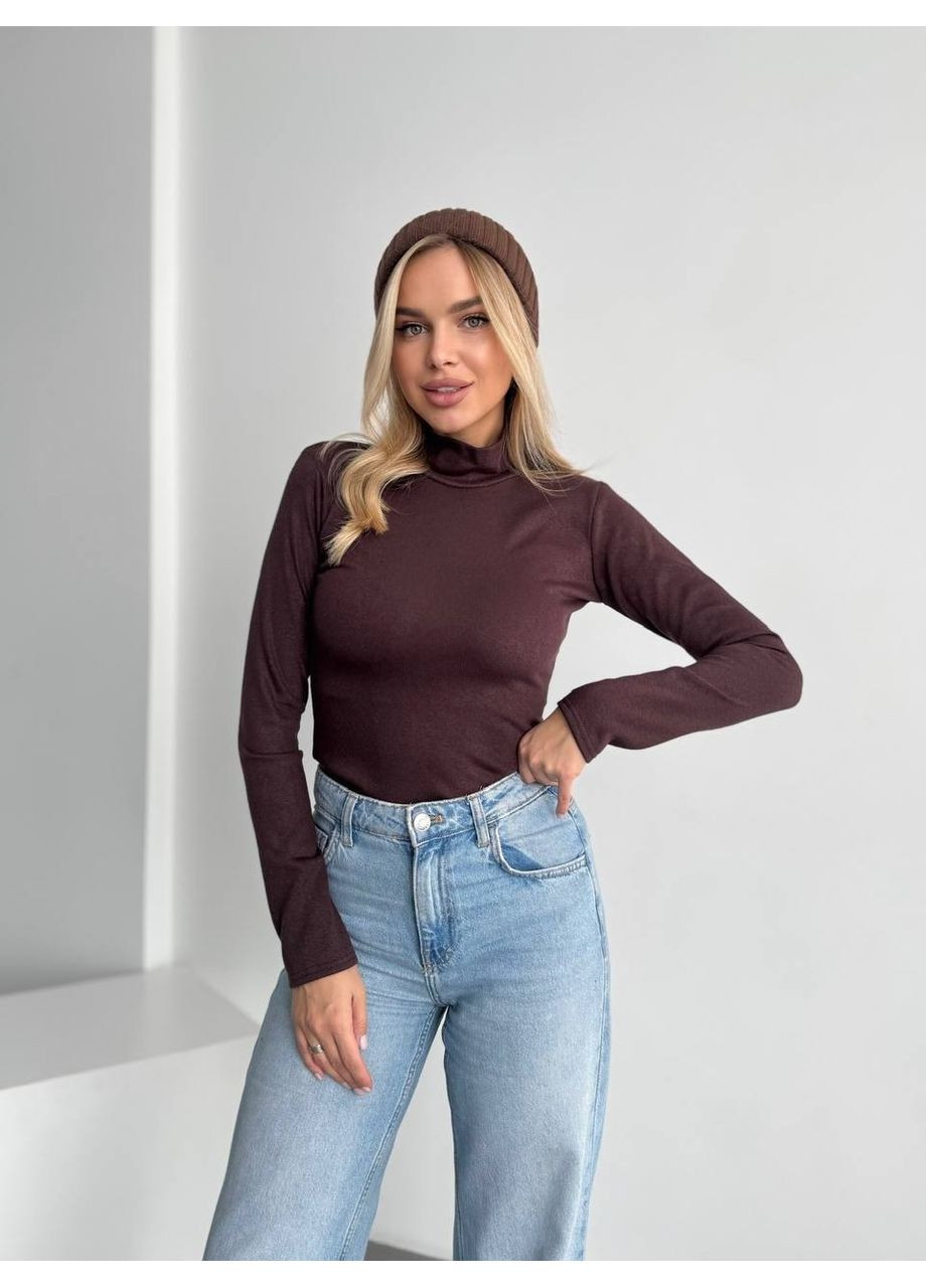 Коричневый демисезонный женский теплый гольф коричневого цвета 35580 Fashion