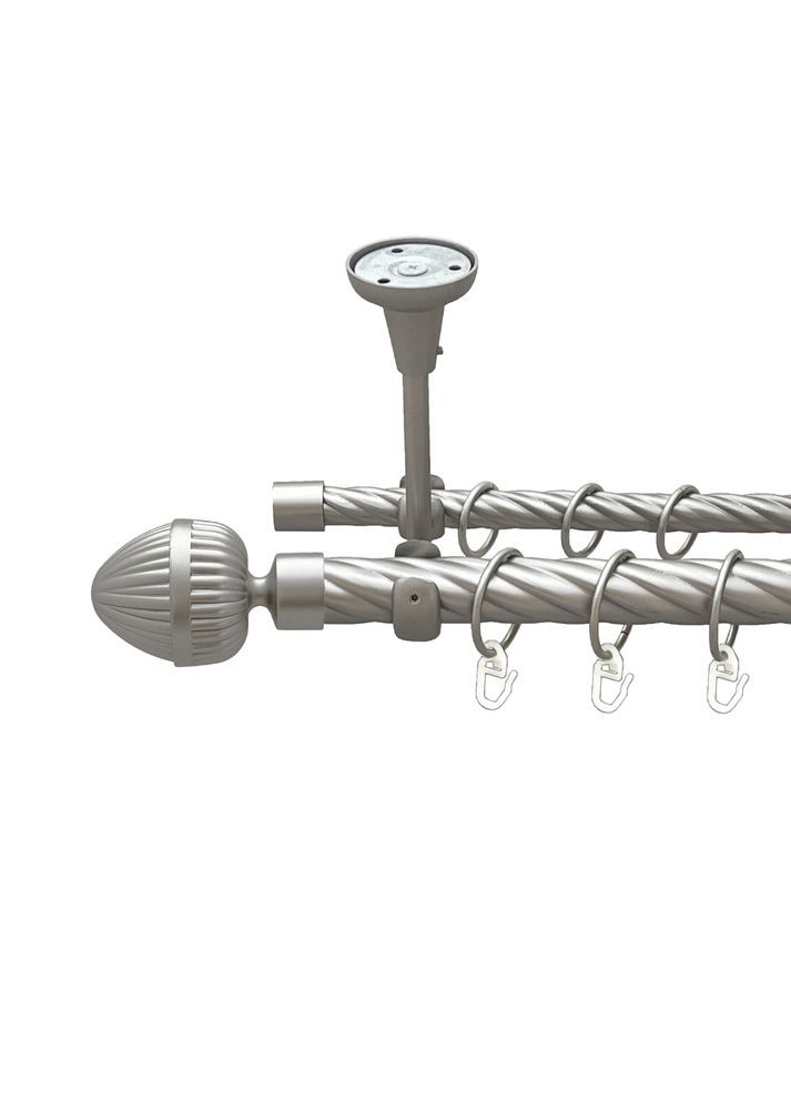 Карниз Одеон металлический двухрядный открытый к потолку скрученная труба Сатин 25\16 мм 160 см (00-00024122) ORVIT (300844748)