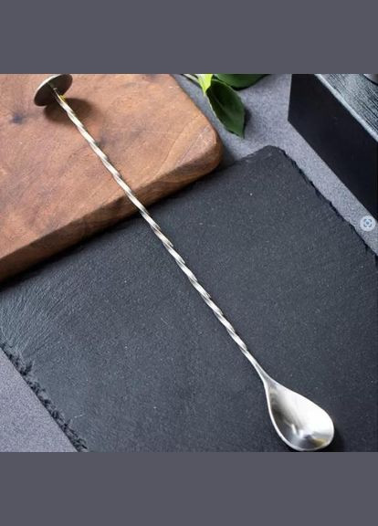 Набір барних коктейльних ложок з нержавіючої сталі 25,5 см 3 шт Сріблястий (С051370-3) ТМ (342122384)