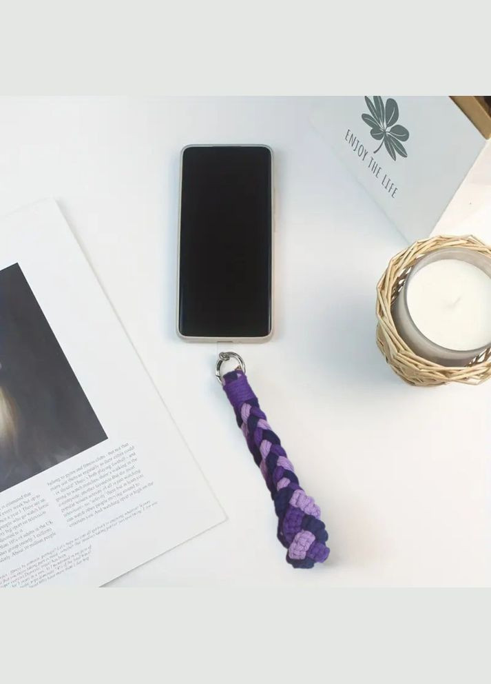 Набір макраме для рукоділля та плетіння брелока для ключів і аксесуарів 17.3х3.5см триколірний фіолетовий No Brand (369802748)