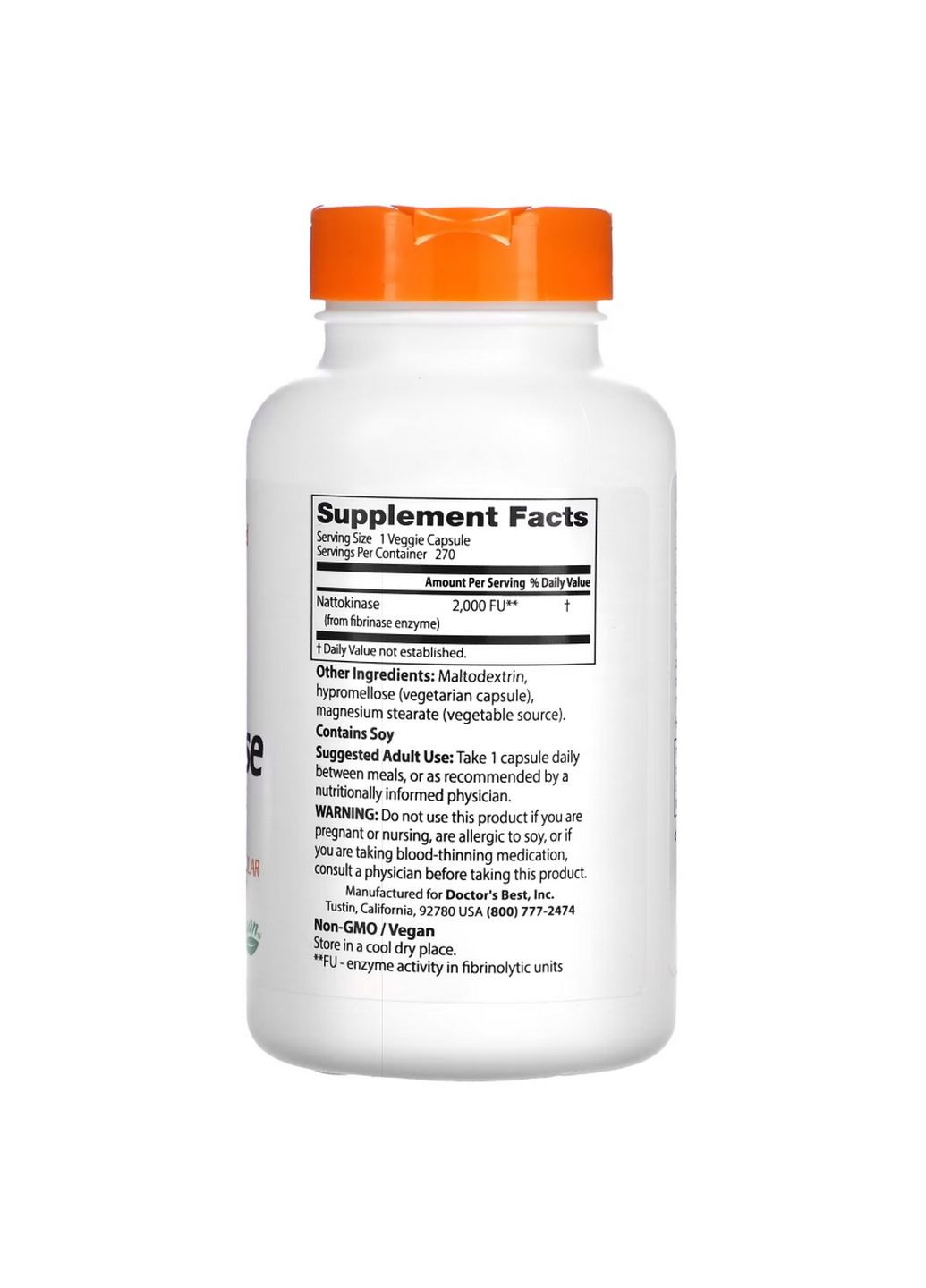 Натуральная добавка Nattokinase, 270 вегакапсул Doctor's Best (315869481)