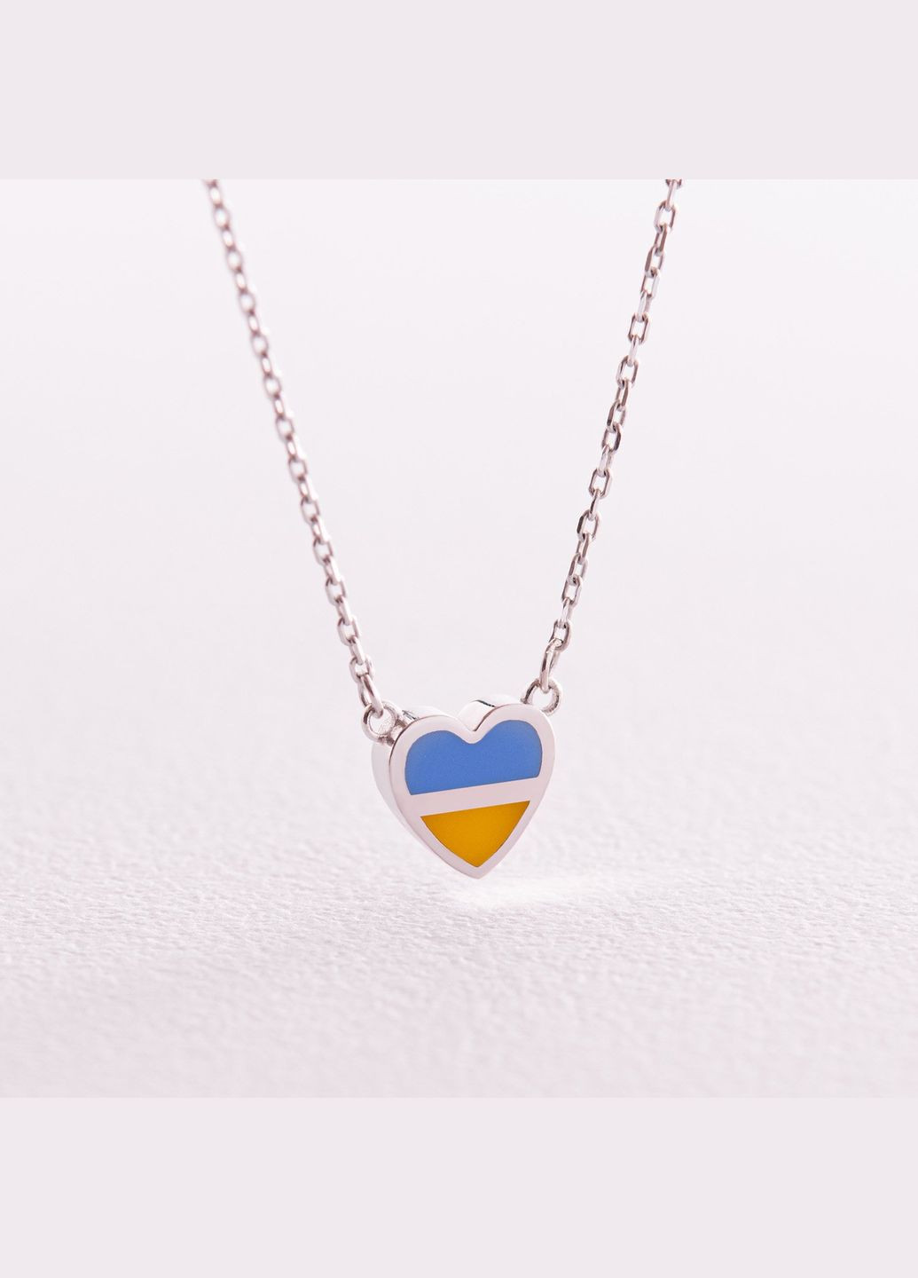 Колье С Украиной в сердце в серебре (голубая и желтая эмаль) 181236 43 Oniks (323209343)