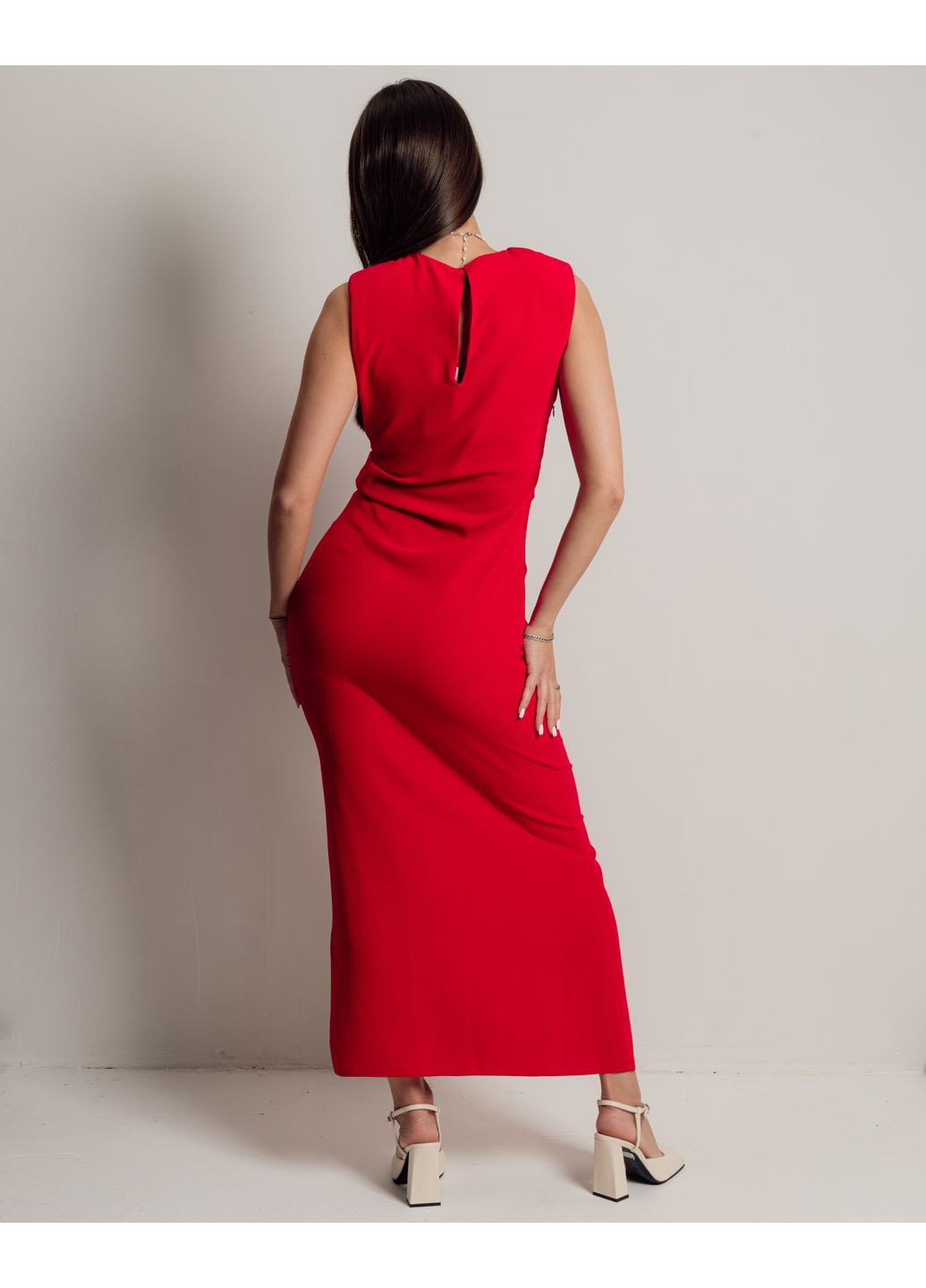 Красное вечернее платье длинное женское приталенное Phardi