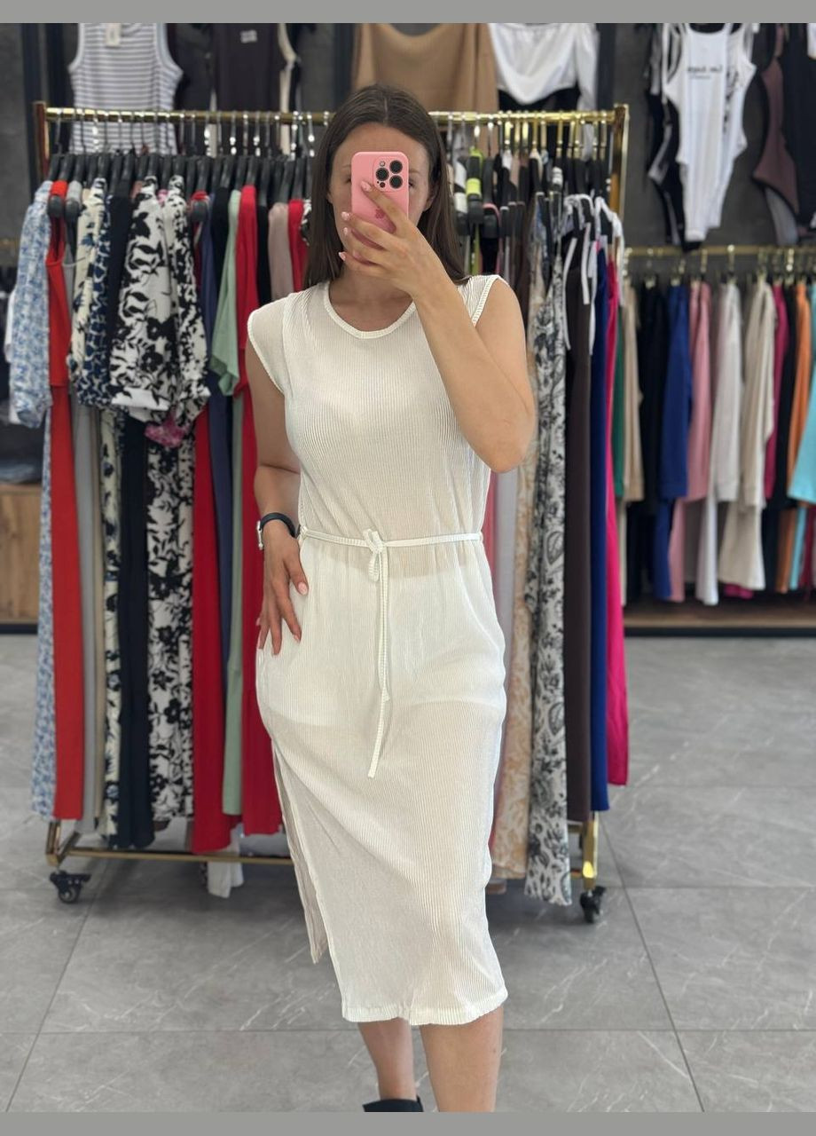 Белое платье -плесе под пояс 🔥 No Brand