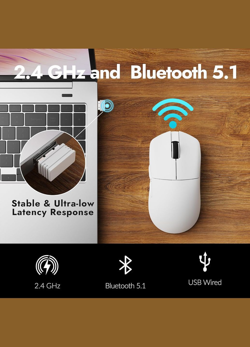 Мышь G1 USB-A/USB-C/WL/BT, 8K, белый Lemokey (322336655)