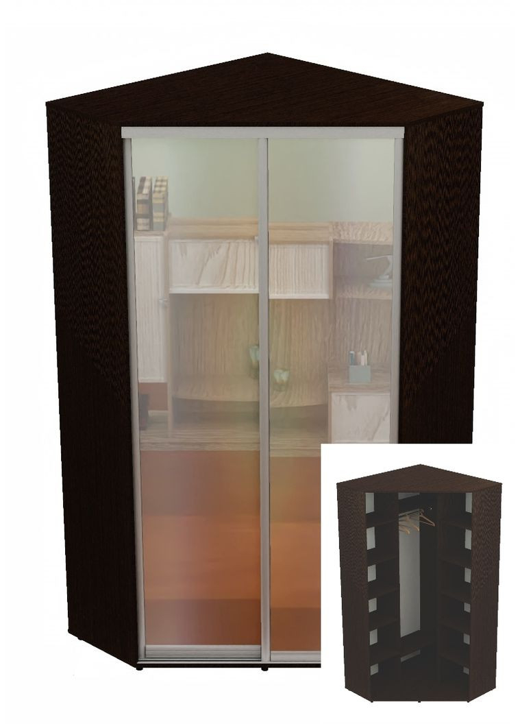 Шафа-купе дводверна 130*130*240 см Венге Магія 2 двері Дзеркало Кут-3 Алекса (360438365)