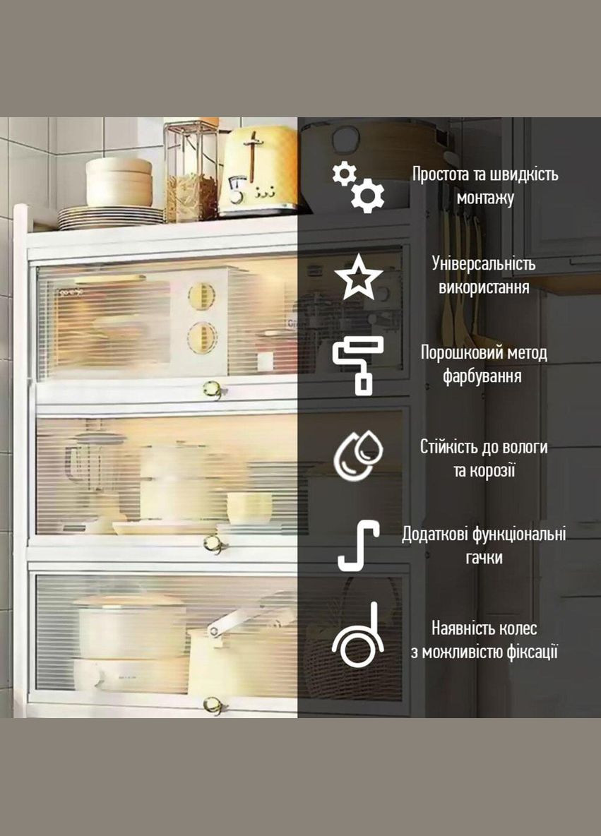 Шкаф мобильный для хранения раскладной трехъярусный из нержавеющей стали белый 70*36*112,8см (3DPanda-2116) Sticker Wall (323154622)