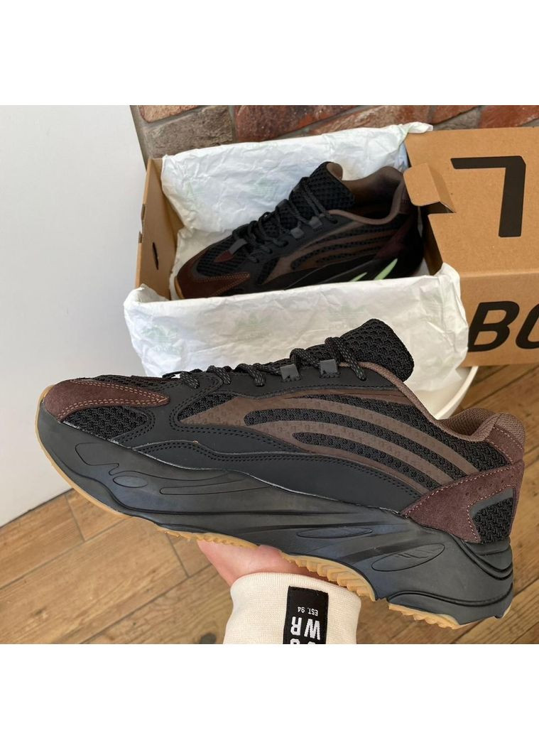 Чорні Осінні кросівки чоловічі adidas yeezy boost 700 v2 no logo brown адідас ізі буст No Brand