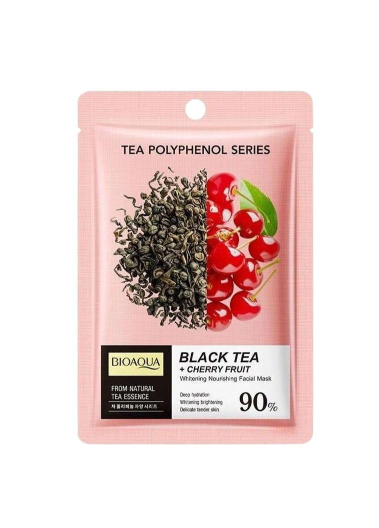 Маска для лица отбеливающая тканевая Black Tea+ Cherry Fruit, 25 мл Bioaqua (363554825)