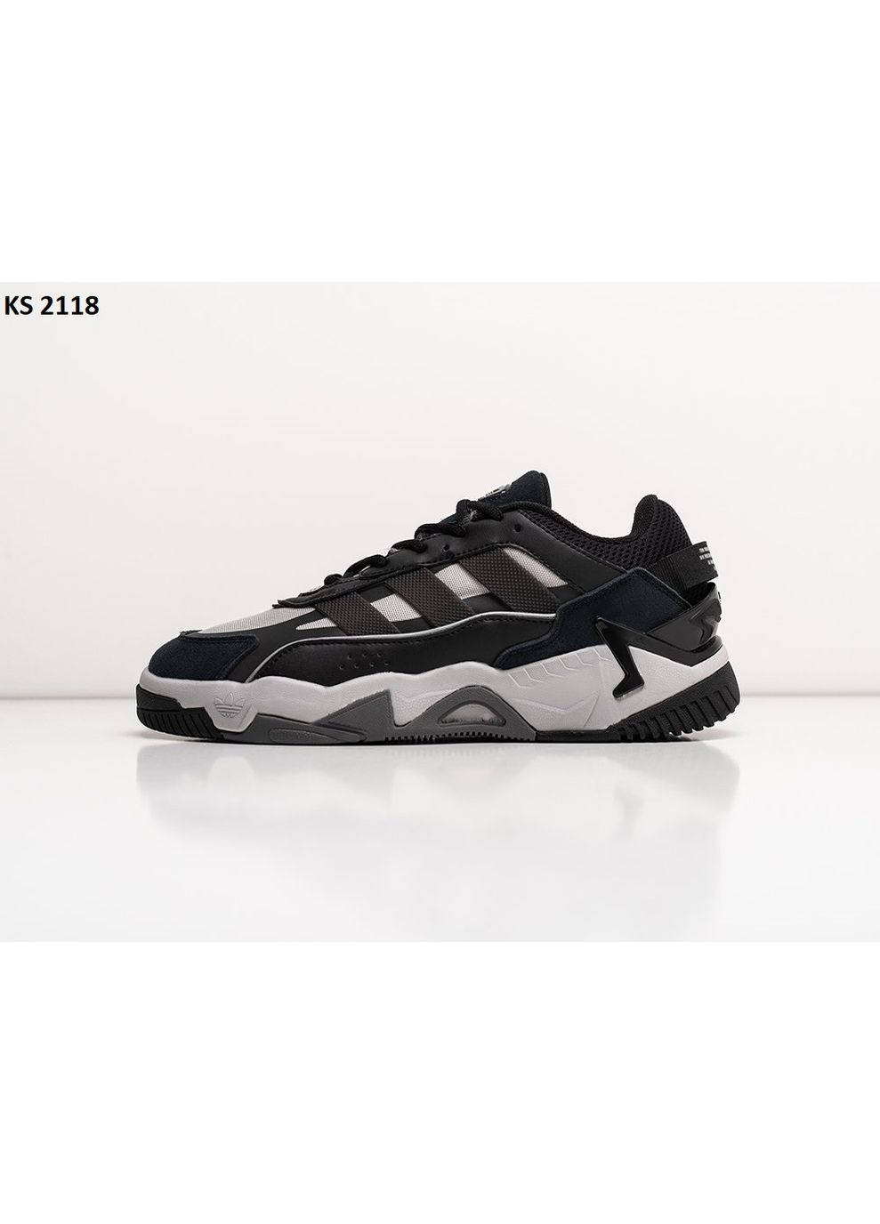 Чорні Осінні кросівки чоловічі adidas niteball ii black gray адідас найтбол No Brand