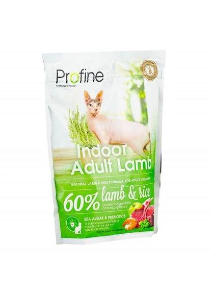 Сухой корм Indoor для кошек, живущих в помещении, с ягненком и рисом, 300 г Profine (323167943)