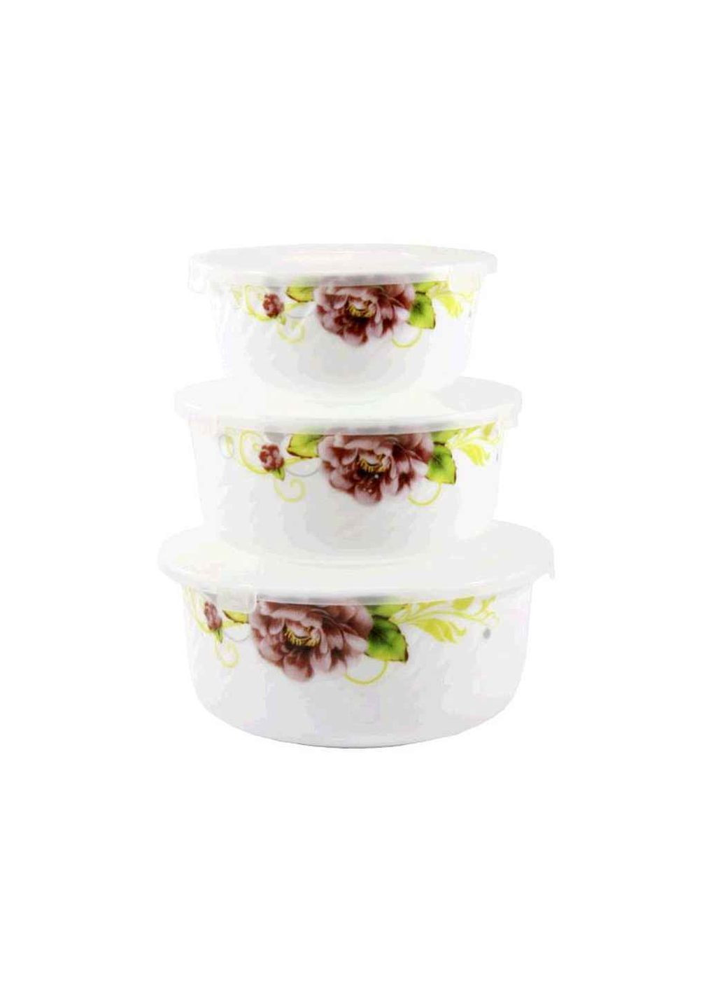 Набор салатников с крышкой 3шт 14х16х19см "Сиреневый пион" 6616/S Lumines (357218104)