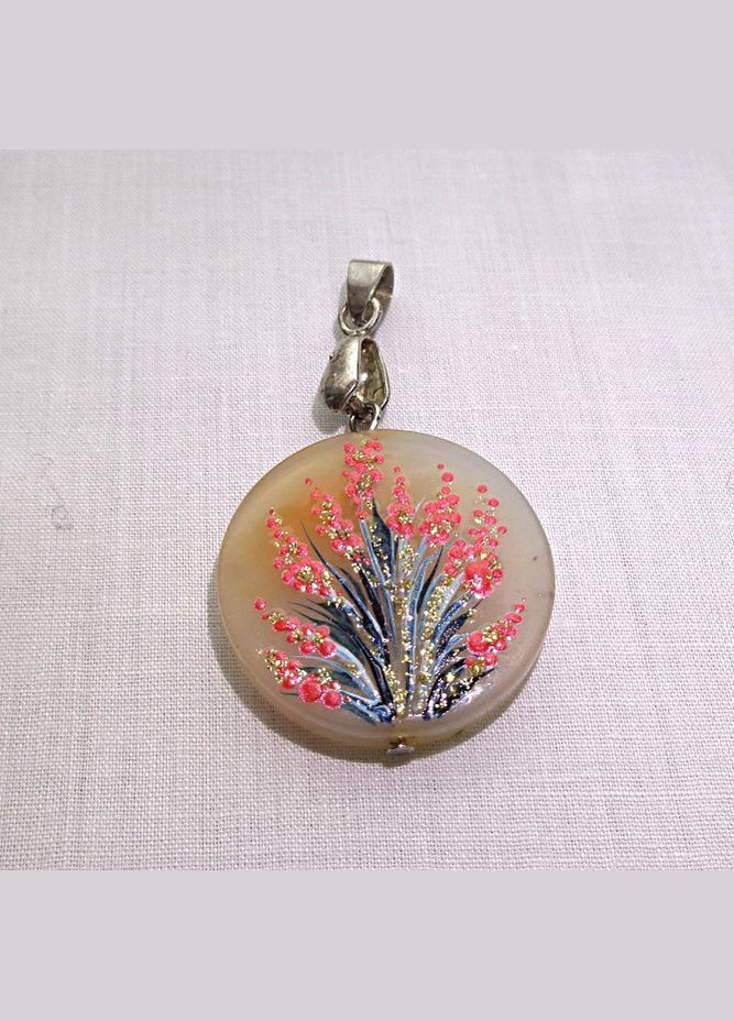 Кулон з сірого агата з ручним розписом "Дерево Життя" No Brand (358224306)