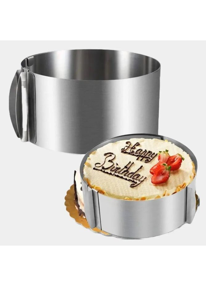 Розсувне кільце для торта Cake Ring 16–30 см з нержавіючої сталі, регульована форма для випікання та збирання тортів, десертів No Brand (362354512)