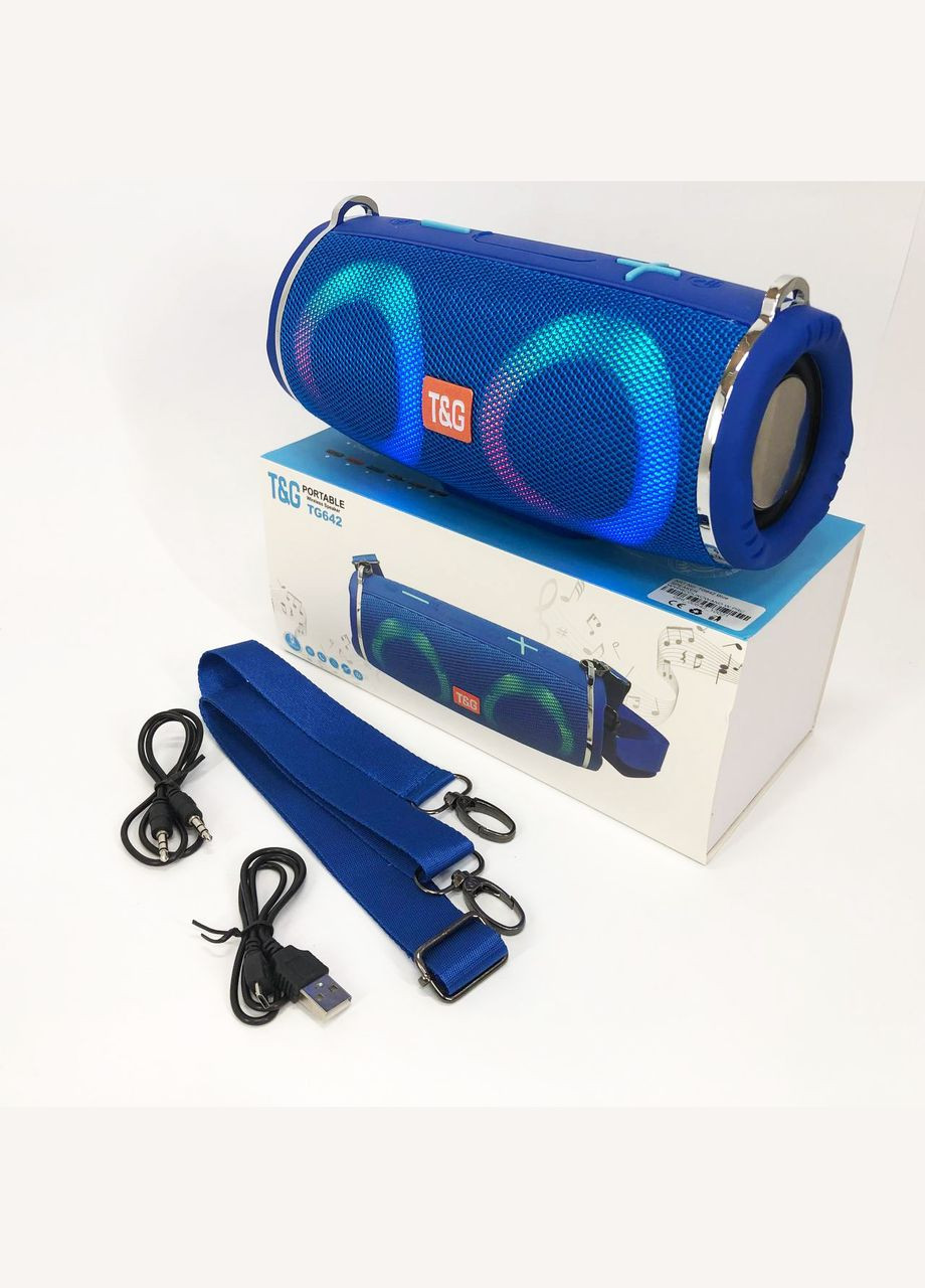 Портативная колонка TG642 с подсветкой RGB и ремешком, аккумуляторная колонка для музыки. Цвет: синий No Brand (365751967)
