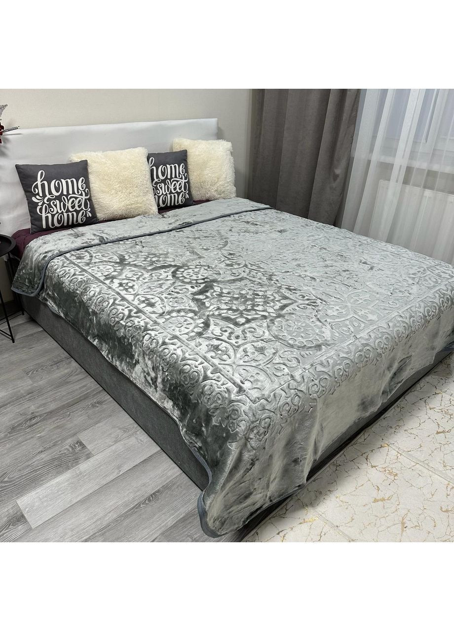 Тепле покривало на ліжко акрилове 200x230 см графітового кольору. No Brand (363834548)