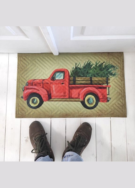 Ковер придверный с принтом Машинка с елкой Presentville 5056 (303727464)