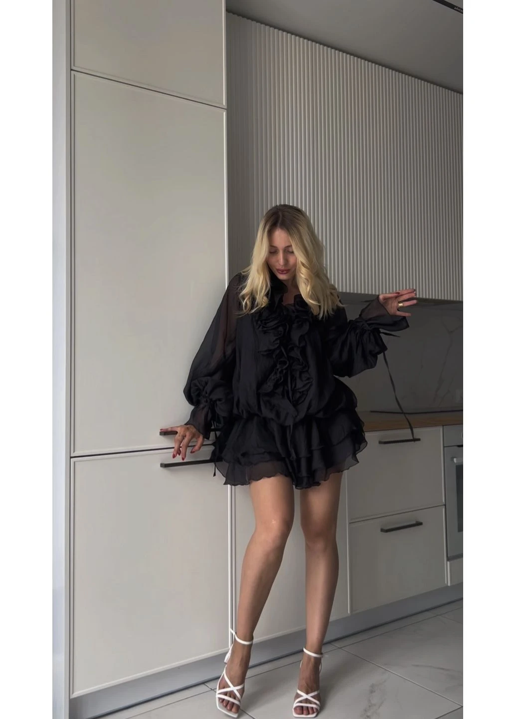 Бежева повітряна сукня з шифону (15d) Classyme