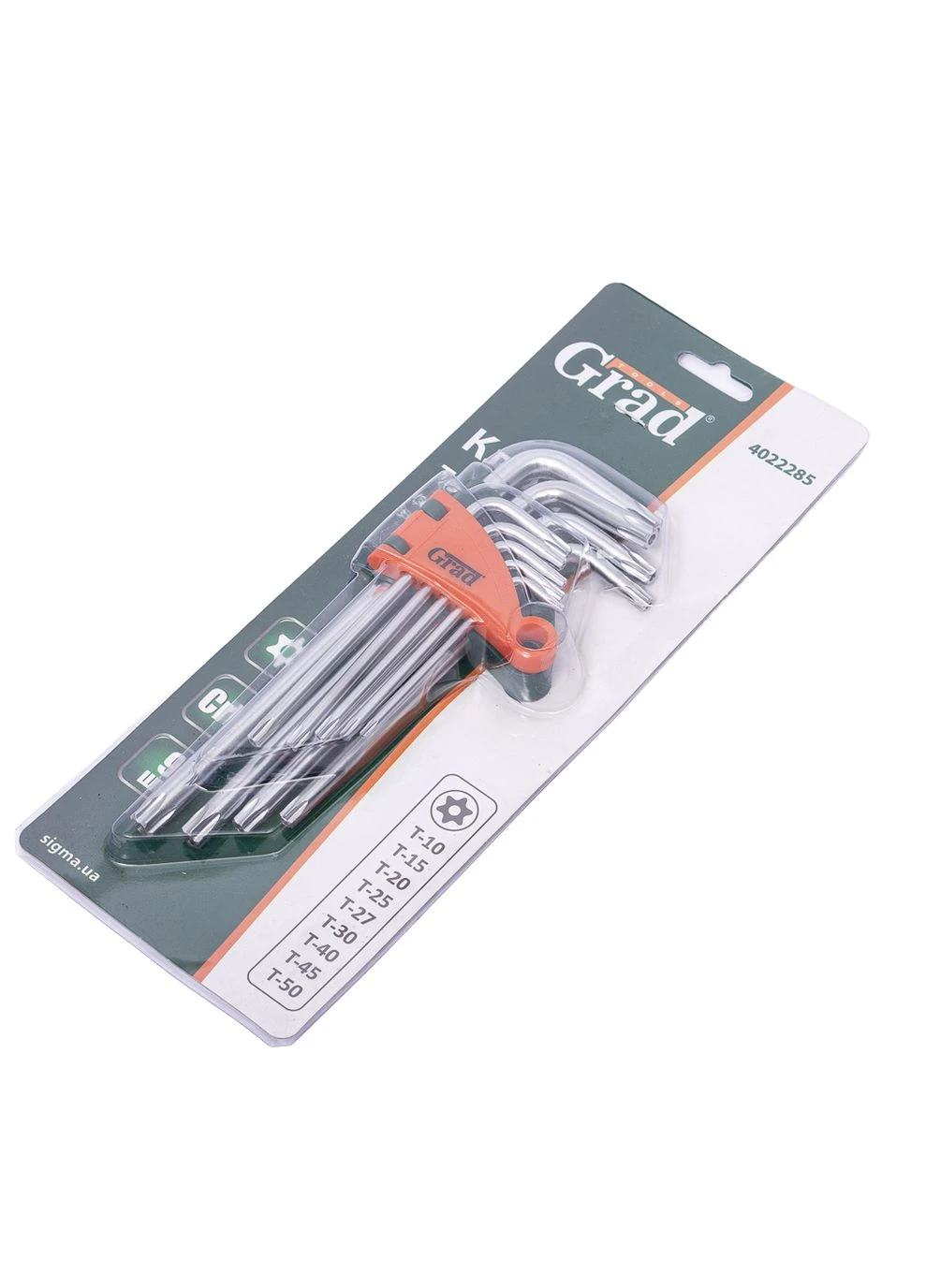 Ключи TORX 9шт T10-T50мм CrV (средние с отверстием) (4022285) Grad (395987633)
